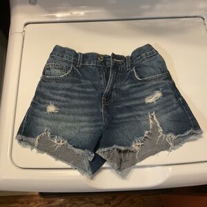 Zara kids blue ripped denim shorts